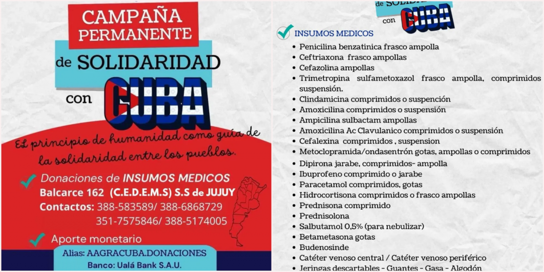 Jujuy se suma a la Campaña Permanente de Solidaridad con Cuba