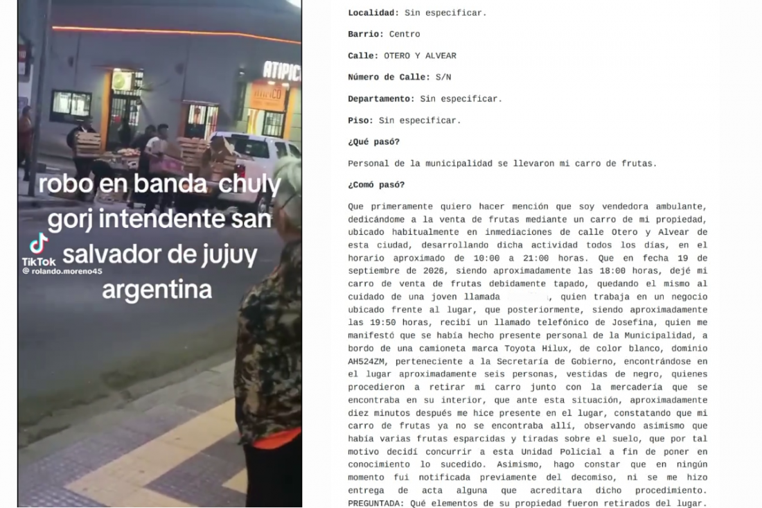 Vendía en la calle para mantener a sus hijos, el municipio le robó toda la mercadería